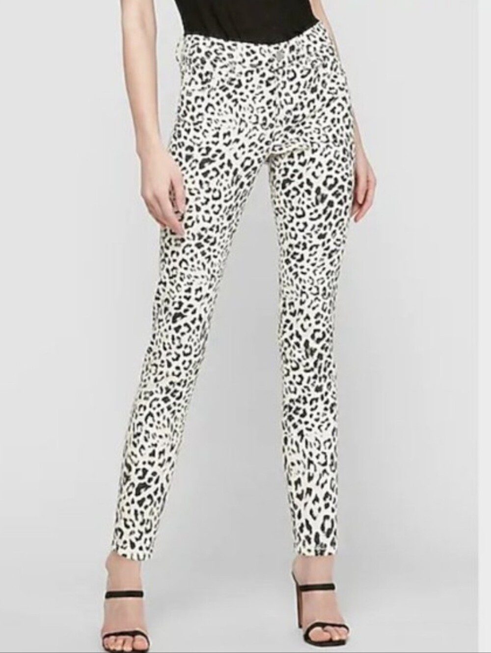 Express Jeans Black And White Leopard Mid Rise Ankle Legging Womens Size 2